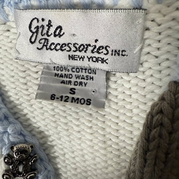 Gita Accessories Inc New York, Baby Sweater with Teddy Bear Buttons, S 6-12 MOS - Picture 3 of 7